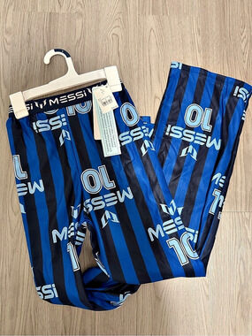 Messi Boys Messi Striped Logo Sleep Pants Boys Striped Logo Pajama Set Blue &